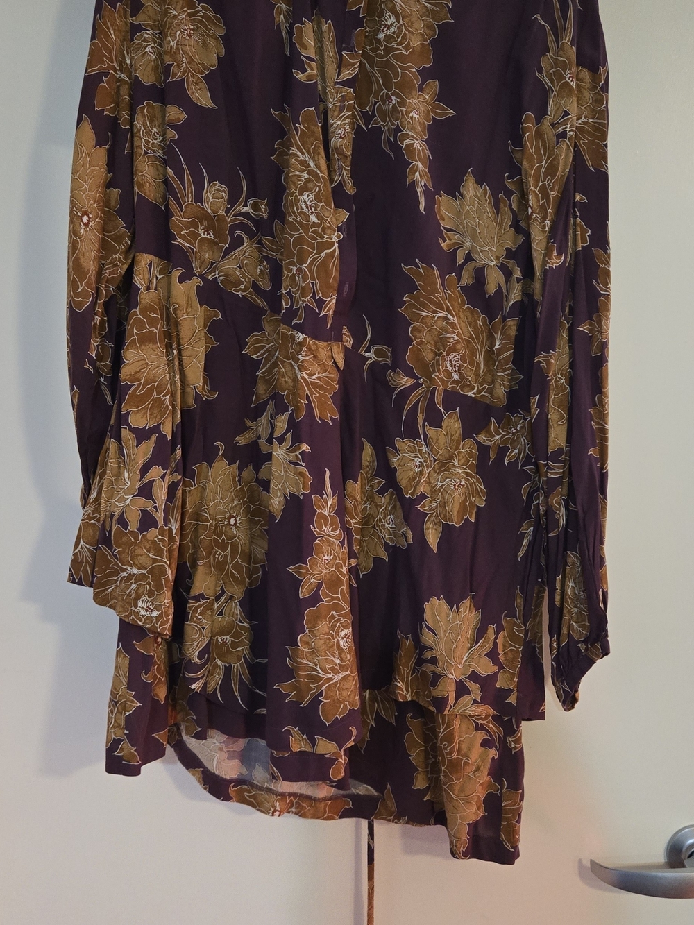 Free People Floral Long Sleeve Mini Dress- Purple & Mustard